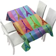 Multicolored Eiffel Tower Panel Tablecloth