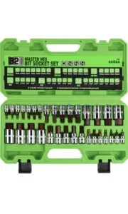 32 Piece Hex Bit Socket Set,SAE and Metric, 1/4'', 3/8', 1/2'' Drive Socket Set