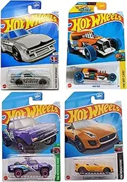 Hot Wheels 4 Pack Mazda RX-7, '15 Jaguar F-Type Project 7, Mod Rod & '87 Dodge D100, Store Exclusive