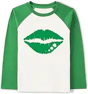 [TBBCWWQY] Kids St. Patrick's Day Shirts Boys Girls Unisex Irish Clover Long Sleeve T-Shirt Toddler Green Tee Cotton Tops 1-7T