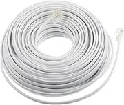 Veemoon 20m RJ11 6P4C Phone Extension Cable - Premium White Telephone Line Cable for Use - Reliable Connection Easy Installation