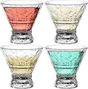 4Pcs Martini Cups Set 8 OZ Transparent Cocktail Cups Stemless Martini Cups Short and Small Margarita Cup Multipurpose Plastic Cocktail Cup for Bar Martini Evening Parties Birthdays