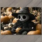 5x7" Creepy Skull Faced Scarecrow Pumpkin Patch Spooky Halloween Horror
