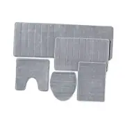 Bath Mats for Bathroom Floor 5-Piece Set - Bathroom Rugs Set, Shower Mat, Grey