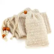 4 Exfoliating Natural Sisal Soap Bags - Eco-Friendly Soap Saver Pouches for Bat