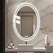 600 x 800MM Oval（24x32 Inch） Led Mirror for Bathroom with Front Light and Backlit, Dimmable Anti Fog Wall Bathroom Mirror with Led Lights, Water Proof, Decor Vanity Mirror
