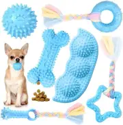6 Pack Puppy Chew Toys for Teething Cute Blue Puppy Toys Small Dog Toys Soft Rub