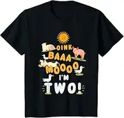[X.Style] Kids Farm Animals 2nd Birthday Apparel Toddler Boy Girl ds845 T-Shirt (S) Black