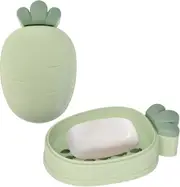 (Green)2 Pieces Soap Dish, Soap Holder with Drain, Soap Dish with Lid, Portable Soap Box, Non-Slip Soap Dishes, for Shower, Bathroom, Kitchen, Keep So