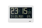 26cm White LCD Digital Wall Clock With Temperature Date & Alarm By BRAUN