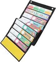 KICHOUSE Classroom Standard Pocket Chart for DIY Preset Daily Schedule Material Pockets for Easy Updates Compact for Teachers and Schools