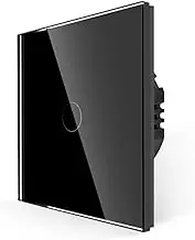 JIMEIDA Touch Light Switch, No Neutral Wire Required, Single Black Light Switch with LED Backlight, 1 Gang 1 Way Wall Switch and Screwless Glass Plate, 500W, AC 240V