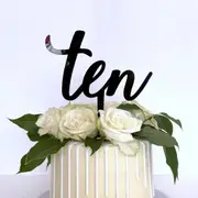 Acrylic Black 'Ten' 10th Birthday Cake Topper