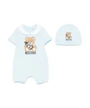 Leo Teddy-print romper set 912M,69M,36M,1218M light blue