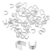 80Pcs Zipper Slider Retainers, 4.2mm U Shape Zippers Top Replacing, White Gold