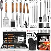 Professional BBQ Griddle Accessories Set, 38Pcs Stainless Steel Grill Tools with Aluminum Case, Griddle Accessories Kit for Camping Backyard Barbecue