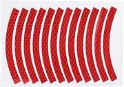 X AUTOHAUX 12 Pcs Wheel Rim Stickers Arc-Shape Car Wheel Rim Tapes Decoration Stickers for 14"-22" Rim Red PET