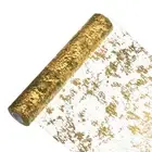 49 Feet Table Runner, Sequin Gold Foil Thin Mesh Metallic, Army Green Gold