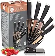 Taylors Eye Witness Juno Rose Gold 5Piece Kitchen Knife Block Set - Paring, Utility, Carving, Bread & Chef’s Knives. Tapered, Titanium Coated Blades. Strong Over Moulded Handles. 5 Year Guarantee…