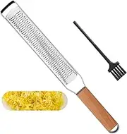 Professional Cheese Graters for Kitchen Stainless Steel Handheld, Metal Lemon Zester Grater with Wood Handle for Cheese, Chocolate, Spices, Kitchen Gadgets and Tools (Long Board)