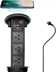 ZESHAN pop up Power Outlet with Wireless Charger, 3 AC, 2 USB, 1 Type C Ports
