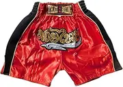 [Generic] Red Size XS - Authentic Muay Thai Kickboxing Shorts for Youth - Premium Unisex Boxing Trunks for Kids and Teens - Ideal for Training, Gym, and MMA Thailand