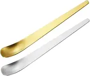 MOLUCKFU 2pcs Stainless Steel Dessert Spoon Dessert Spoons Ice Sundae Slotted Mixing Handled Large Tasting Small Delicate Scoops Stainless Steel