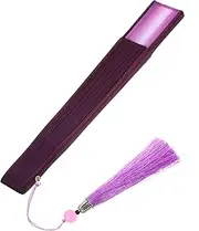HEALEEP Chinese Style Gradient Color Portable Folding Fan with Tassel Retro Hand Fan for Weddings Parties Dance Events and Home Decoration
