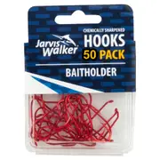50 Pack of Jarvis Walker Red Baitholder Chemically Sharpened Fishing Hooks