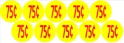 10 Price Stickers VENDING MACHINE CANDY STICKERS LABEL .75 Cent Free Shipping