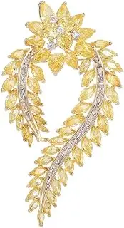 [BBirtyQV] Zircon-Encrusted Golden Harvest Wheat Ears Brooch Accessories Temperament Leaf Pin Coat Ornaments