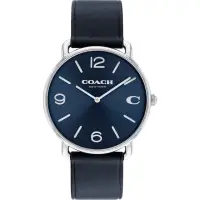 在飛比找momo購物網優惠-【COACH】Elliot C字皮帶手錶男錶-深藍面深藍皮帶