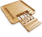 DxZephious Bamboo Cheese Board and Knife Gift Set,Charcuterie Boards Meat and Cheese Platter for Entertaining,Housewarming