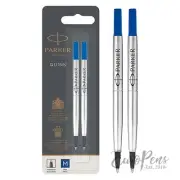 Parker Blue Rollerball Pen Refill Quink Medium Nib DOUBLE PACK