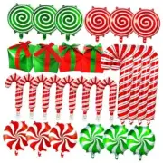 Christmas Foil Balloons, 32 Pcs Candy Cane Swirl Balloons, Large Christmas