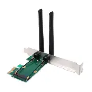 Card WiFi PCI-E Express to PCI-E Adapter with 2 Antenna External for PC B8O6