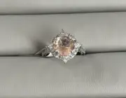 Bomb Party Ring (Size 6) Lab Created Peach Quartz Rhodium Plating