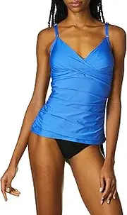 [Calvin Klein] Women's Tankini Swimsuit with Adjustable Straps and Tummy Control, HOT Fuchsia, S