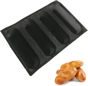 Silicone French Baguette Pan, Perforated Baking Bread Pan, Mini 4 Loaf Sandwich