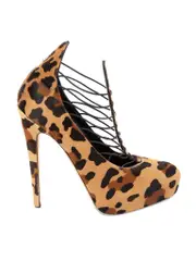 Ponyhair Leopard Strappy Elastic Lola Platform Heels