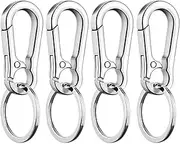 [Aestustheri] 4 Pcs Metal Keychain Carabiner Clip - Key Ring Hoop - Keyring Clip - Key Ring Chain Clips Hook Holder Organizer for Men & Women - Car Keys, Purse Finder, Daily Use - Black