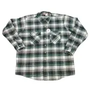 Winter Run Flannel Shirt Mens XXL Chamois Made in USA Heavyweight Green / White