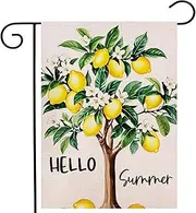 Hello Summer Lemon Tree Garden Flag 12.5x18 Inch Double Sided Welcome Holiday Seasonal Flag for Outside Yard Decoration