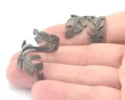 Leaf Ring Adjustable Antique Bronze Plated brass (18mm 8US inner size) 3194