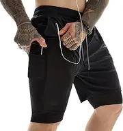 [EXEKE] Men's 2 in 1 Running Shorts Quick Dry Gym Workout Athletic Shorts with Pockets