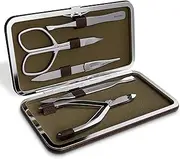 Suvorna Manipro p50 Premium 5 Pcs Manicure Kit Case In Sand Finished Stainless Steel, (Cuticle Nipper, Nail Scissor, Cuticle Pusher, Tweezers & Nail Filer). Perfect little Gift set