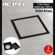 Bathroom Tile Insert Shower Floor Grate Waste Drain Black Brass Square 115mm