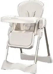 Home Portable Dining Chair Convertible Quick Folding High Chair Easy-to-Clean PU Seat Adjustable Height and Backrest Angle