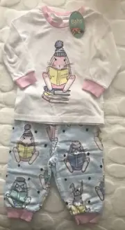 BNWT Peter Alexander Baby Girl Sz 12-18mths Bunny Print Pyjama Set $45.95