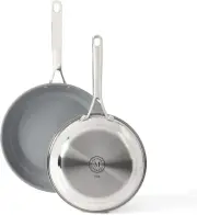 Martha Stewart Delaroux Stainless Steel 9.5" & 12" Fry Pan Set